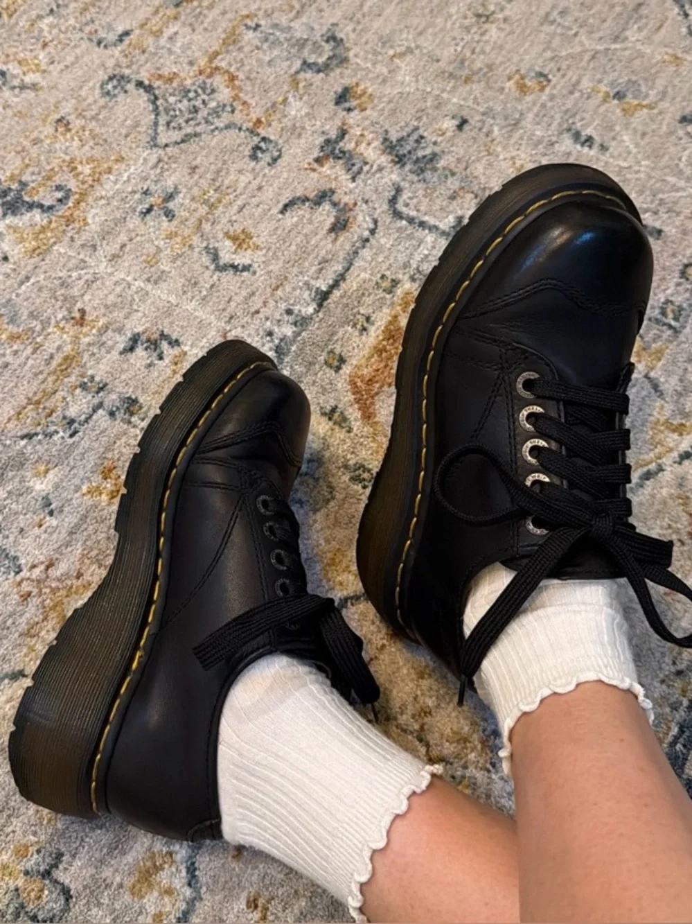 Dr. Martens 8651 Black Leather Platform Derby/Oxfords Excellent EU 37 US 6
